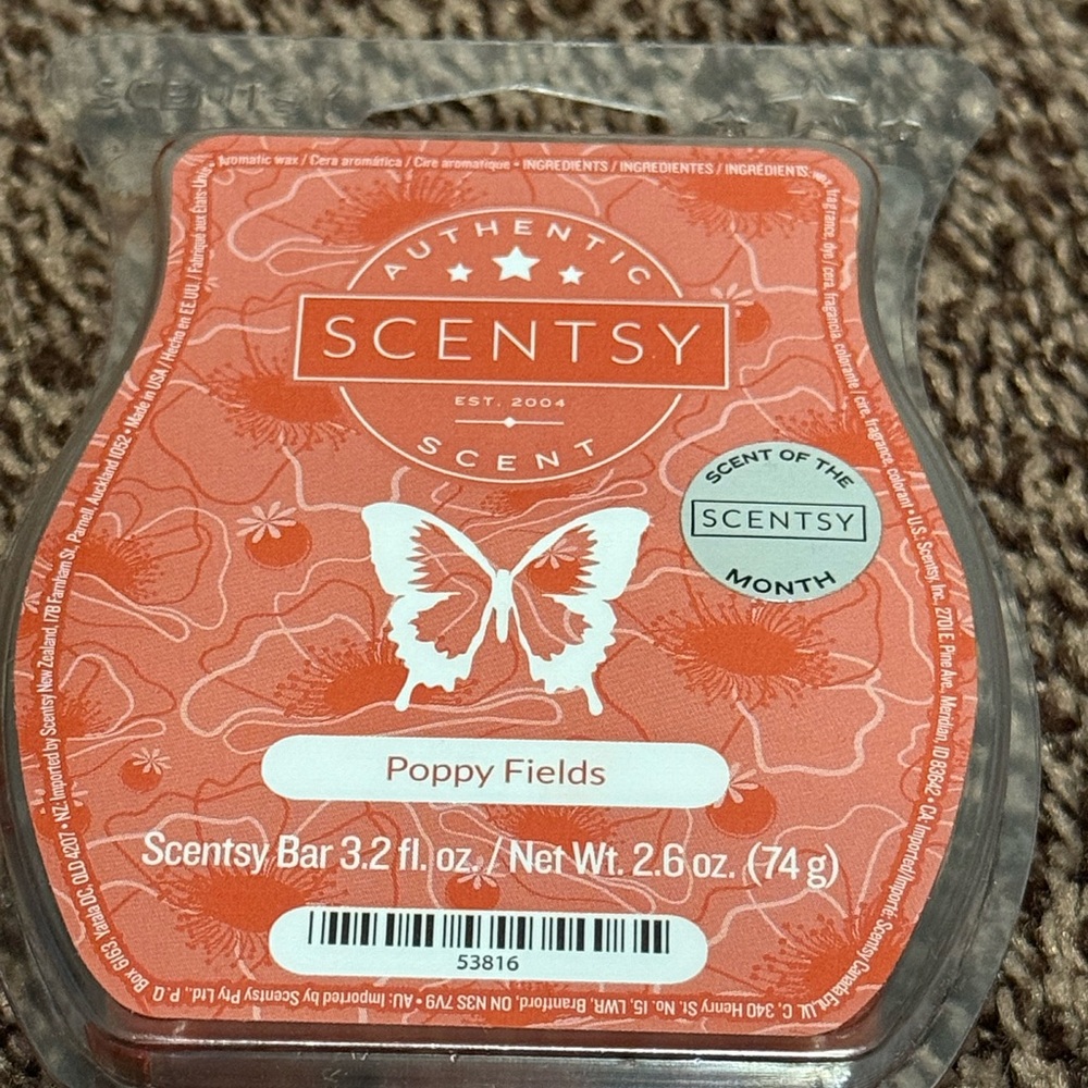 Scentsy POPPY FIELDS Wax Bar Floral Clean‎ Spring Scent Fragrance